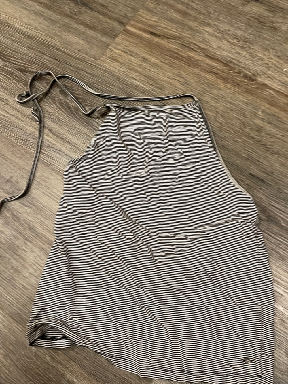 Striped Halter Neck Tank Top - Black & White